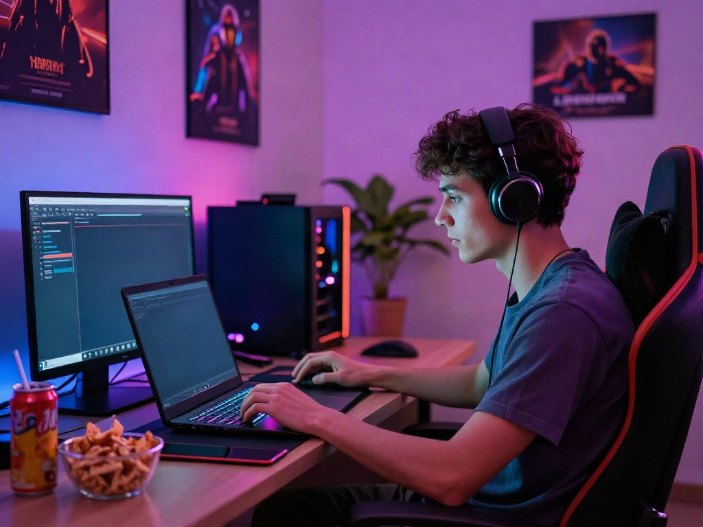 Gaming scene with a player exploring non GamStop casino UK options, showcasing vibrant atmosphere.