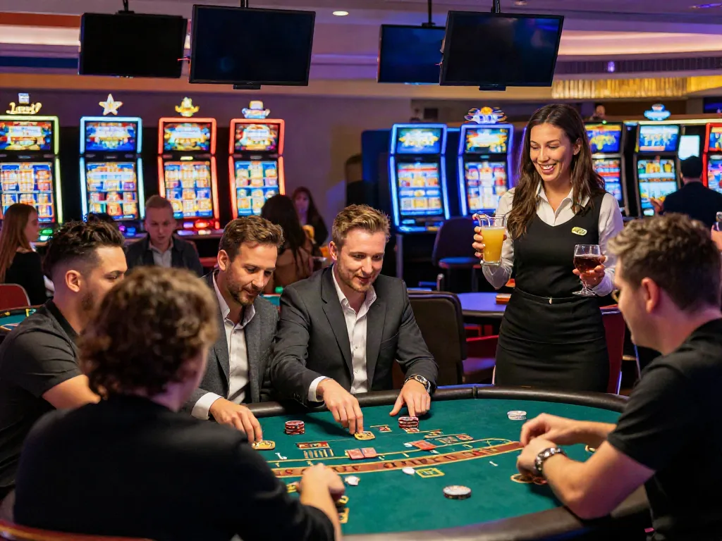 Non Gamstop casino UK with players at table games creating an exciting atmosphere.