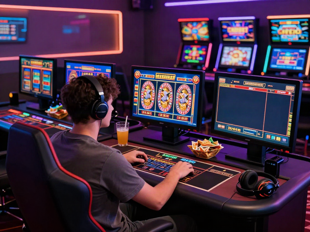 Exciting player experience at a non Gamstop casino UK with vibrant screens and gaming atmosphere.