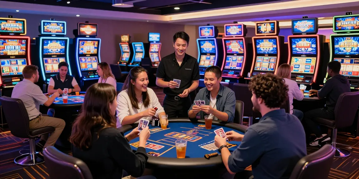 Players enjoying gaming options at a vibrant non gamstop casino uk, showcasing lively atmosphere and engagement.