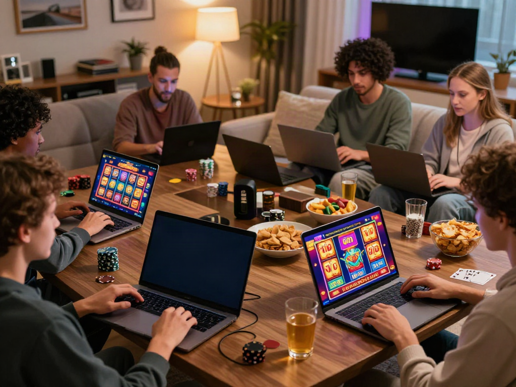 Exciting non Gamstop casino UK scene with diverse players enjoying online gaming.