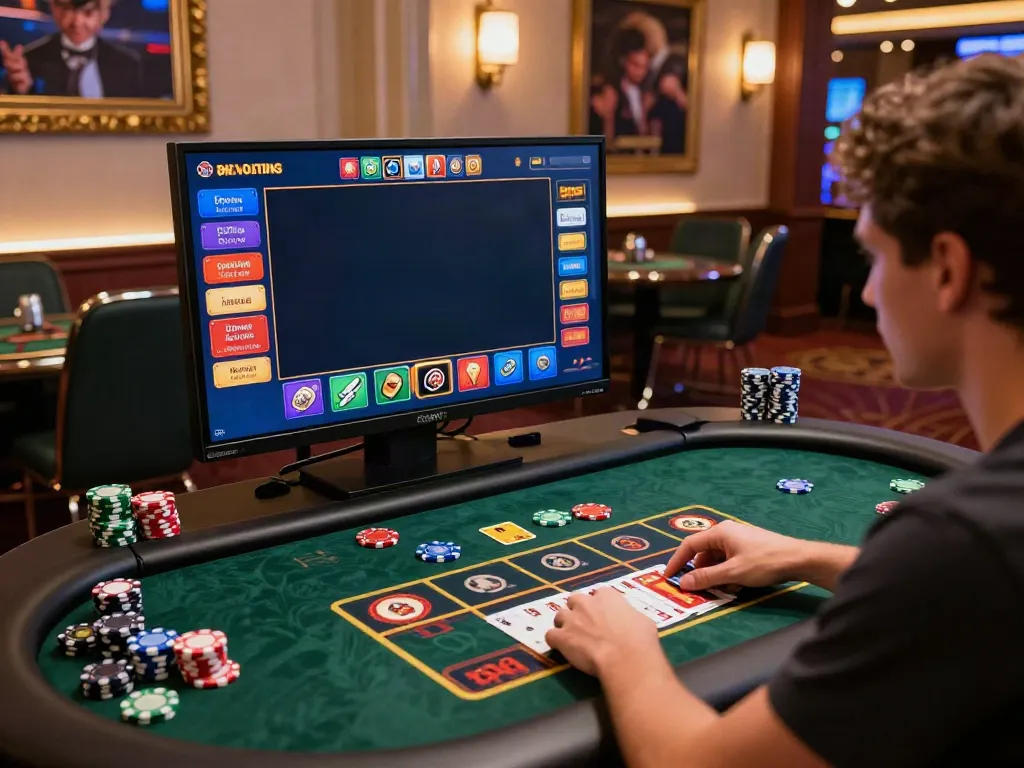 Engaging scene of a player at a non gamstop casino uk interface showing vibrant games and offerings.