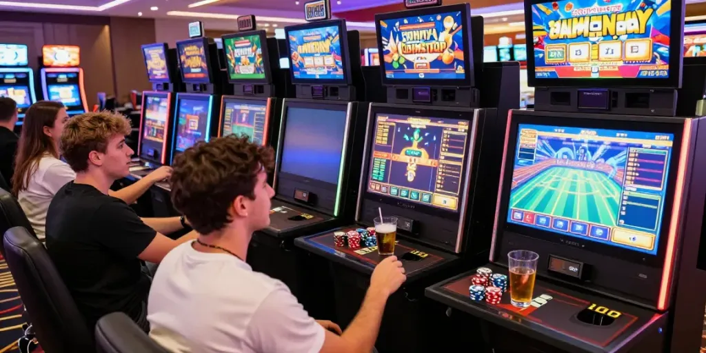 Engaged players enjoying non Gamstop casino games in a lively environment.