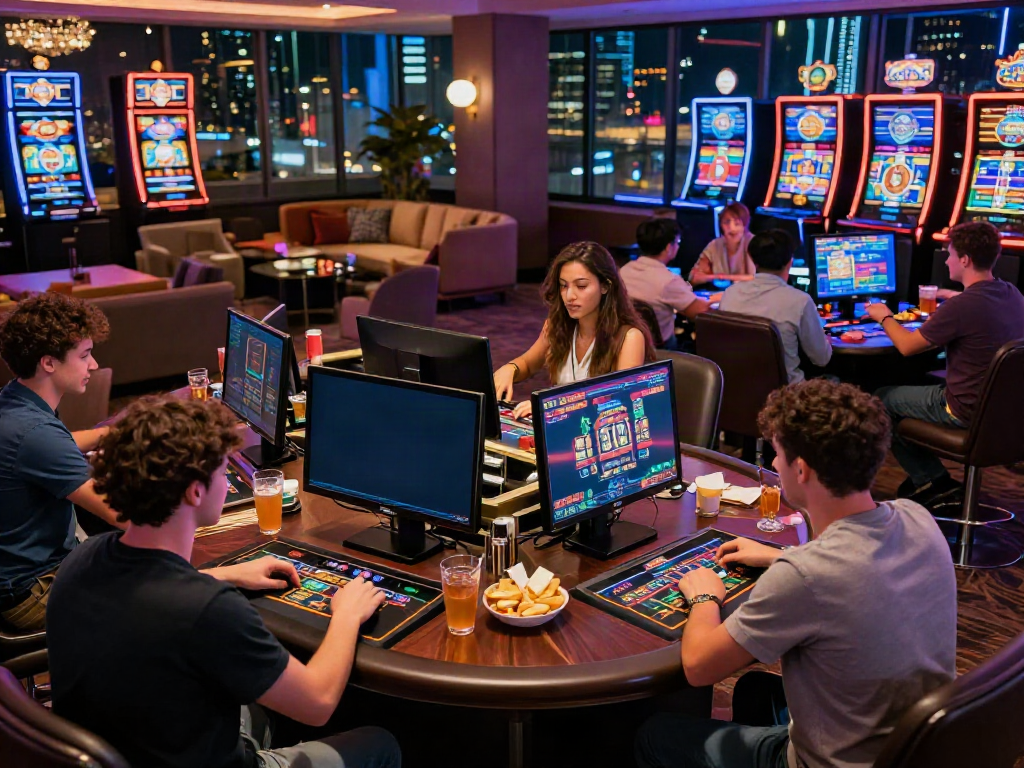 Experience the excitement of non GamStop casino UK with players enjoying vibrant games and a lively atmosphere.