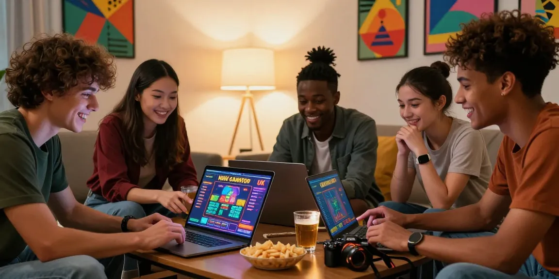 Friends enjoying games at a non Gamstop casino UK, showcasing excitement and a relaxed atmosphere.