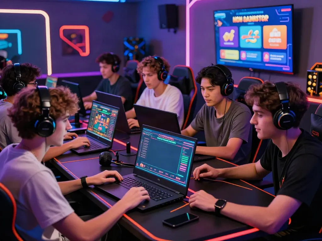 Engaged group enjoying online games at a non Gamstop casino UK