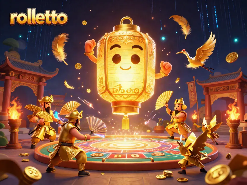 Engage with rolletto's vibrant casino scene showcasing a golden lantern spirit and gaming excitement.