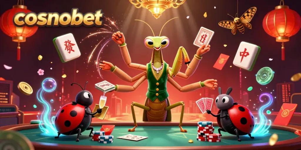 Experience the thrill of cosmobet with a vibrant 3D casino scene featuring animated characters and action.