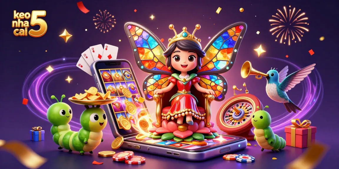Spin, win, and celebrate with keo nha cai 5 amidst vibrant casino energy and whimsical characters.
