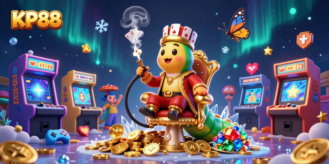 Experience KP88 with a vibrant 3D illustration depicting a unique gambling scene featuring dynamic game elements and colorful characters.