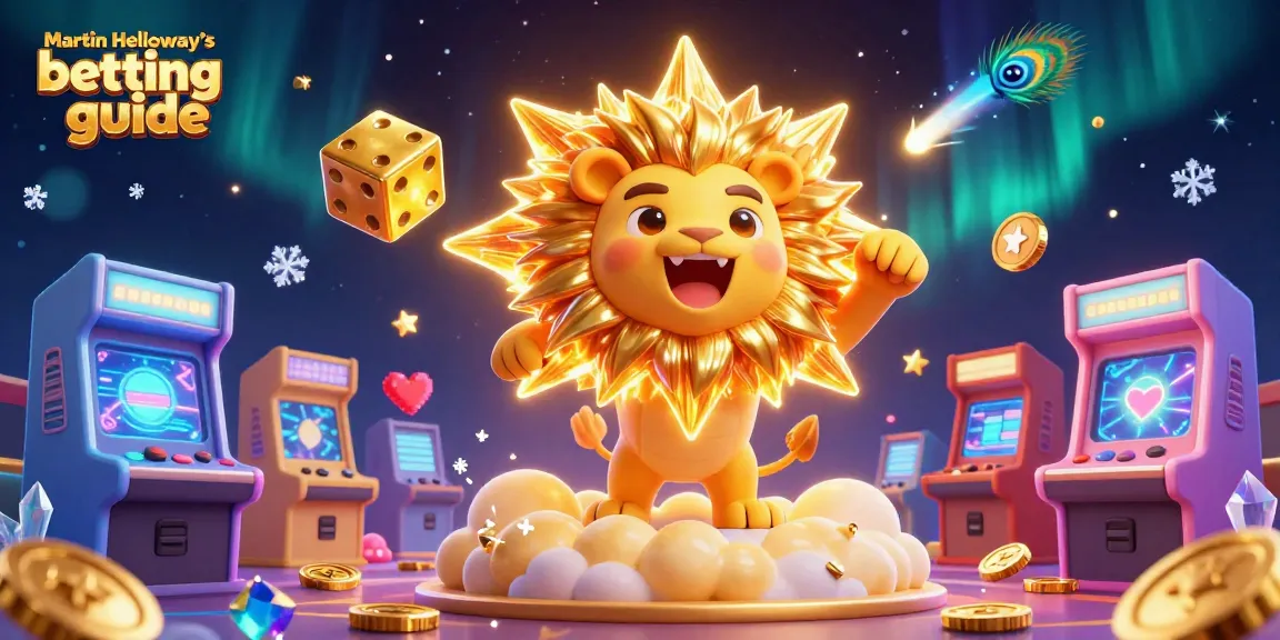 Engage with Martin Holloway’s betting guide featuring a dynamic casino scene of a roaring sun lion and vibrant game elements.